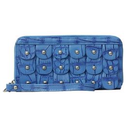 8 of Crocodile Pattern Solid Color Wristlet Wallet Iris Blue