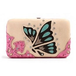 8 Wholesale Rhinestone Butterfly Wallet Pink
