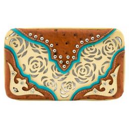 8 Pieces Estern Rhinestone Rose Pattern Wallet Ivory - Wallets & Handbags
