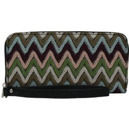 8 of Chevron Design Black Wallets Wristlets