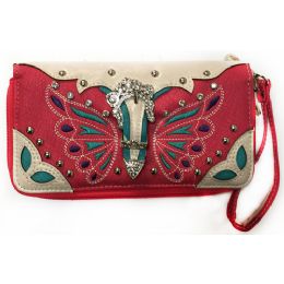 8 of 8 Rhinestone Buckle Butterfly Wallet Wristlet Fuchsia