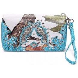 8 of Rhinestone Double Gun White Camo Wristlet Turquoise