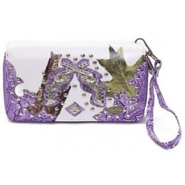 8 of Rhinestone Double Gun White Camo Wristlet Purple