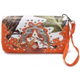 8 of Rhinestone Double Gun White Camo Wristlet Orange