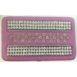 8 Pieces Solid Color Rhinestone Fashion Wallet Purple Color - Wallets & Handbags
