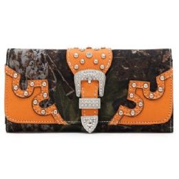 8 Pieces Orange Camouflage Rhinestone Western Wallet - Wallets & Handbags