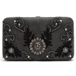 8 Pieces Embroidery Western Wallet Black *1 Pcs *lots Of Compartments *backside Coin Pocket - Wallets & Handbags