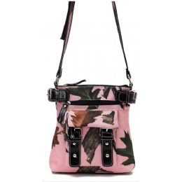 6 Wholesale Pink Camo Sling Purse With Belt Black