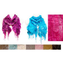 36 Pieces Siver Lined Ruffle Scarves - Womens Fashion Scarves