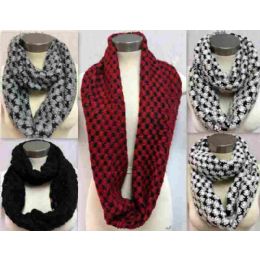 24 Wholesale Bicolor Knitted Infinity Scarves Style 157