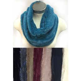 24 Pieces Faux Fur Infinity Circle Scarves Solid Color Assorted - Winter Scarves