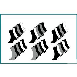 60 Wholesale Ladies 6 Pair Pack Solid Black/white/grey Crew Socks Sizes 9-11