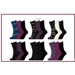 60 Wholesale Ladies 3 Pair Pack Printed Crew Socks Sizes 9-11