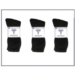 69 Pairs Mens Diabetic Crew 3 Pair PacK-Black Sizes 10-13 - Mens Crew Socks