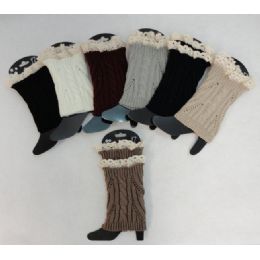 12 Wholesale Knitted Boot Cuffs [cable Knit/antique Lace]