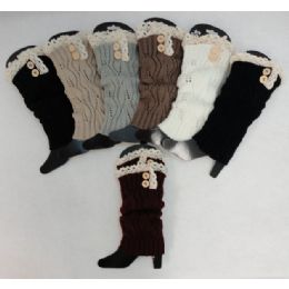 24 Units of Antique Lace Knitted Long Boot Cuffs - Womens Leg Warmers