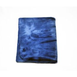 24 Wholesale Tie Dye Fleece Blanket 50x60 (blue)