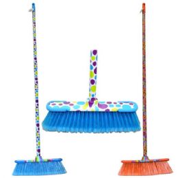 24 Units of Broom Printed Design Sticks Hd W/rubber Bumpers - Dust Pans