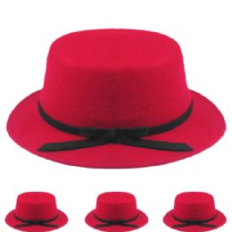 12 Pieces Womens Stylish Warm Winter Hat In Red With Black Bow - Fashion Winter Hats