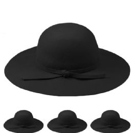 12 Pieces Womans Plain Wool Bucket Hat In Black - Fashion Winter Hats