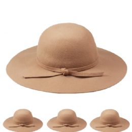 12 Wholesale Womans Plain Wool Bucket Hat In Beige