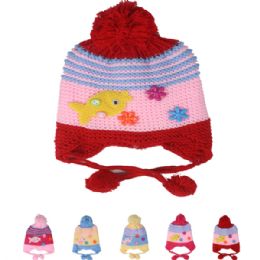 72 Pieces Kids Striped Knitted Winter Hat With Fish - Junior / Kids Winter Hats