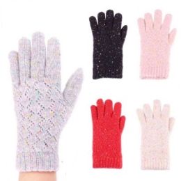 24 Wholesale Womens Fashion Winter Glove Textured Assorted Colors