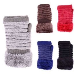24 Wholesale Womens Fashion Winter Glove With Fur Assorted Colors