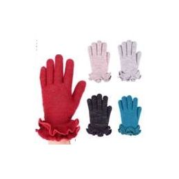 24 Wholesale Womens Winter Fashion Glove With Ruffle Assorted Colors