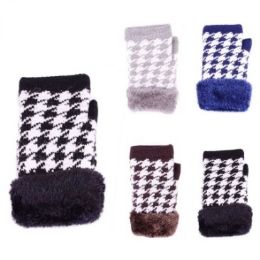 24 Wholesale Womens Fashion Winter Fingerless Glove With Fur Assorted Colors
