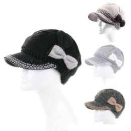 24 Pieces Womens Fashion Winter Hat Assorted Colors With Bow - Fashion Winter Hats