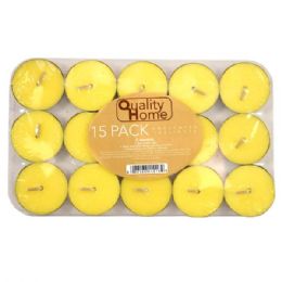 48 Wholesale Tealight 15pcs Yellow In Pvc Box