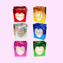 192 Pieces Valentines Gift Bag, Ast Color Foil 5.5 X 4.5 X 2.5 - Valentines