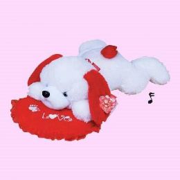 8 Pieces Valentines 18" Sleeping Dog W/musical Red Heart - Valentines