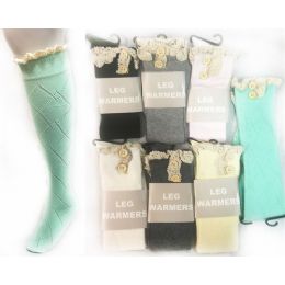 24 Wholesale Long Stocking With Crochet Top & Buttons Assorted