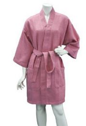 10 Pieces Women's Knee Length Waffle Kimono Bathrobe In Lilac - Bath Robes
