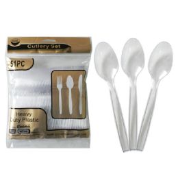 72 Bulk 51pc Clear Plastic Spoons