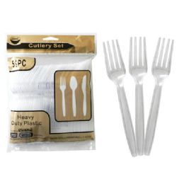 72 Wholesale 51pc Clear Plastic Fork
