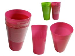 96 Wholesale 3pc Tumbler Cups, Blue, Green, Pink, White