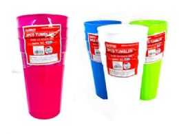 96 Pieces 3 Pc Tumbler Cups - Plastic Drinkware
