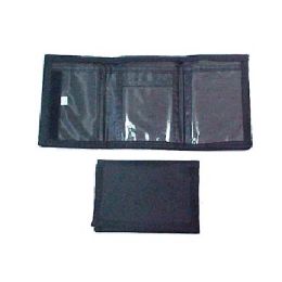 72 Wholesale Trifold Black Velcro Wallet