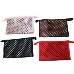 96 Units of Assorted Color Dotted Cosmetic Bag - Cosmetic Cases