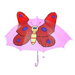 36 Wholesale Butterfly Design Childrens Umbrella With A Whistle