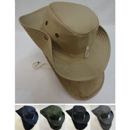 12 Pieces Cotton Boonie Hat With Cloth Flap [solid] - Sun Hats