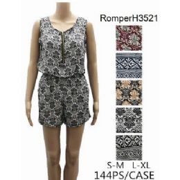 144 Wholesale Lady's Short Romper Sets