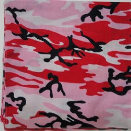 24 Wholesale BandanA-Pink & Red Camo