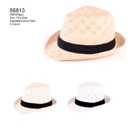 24 Wholesale Fedora Hat With Black Strap