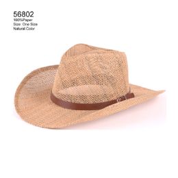 24 Pieces Natural Color Cowboy Hats With Band - Sun Hats