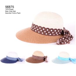 24 Wholesale Polka Dot Band Sun Hats