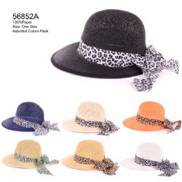 24 Wholesale Animal Print Band Sun Hats